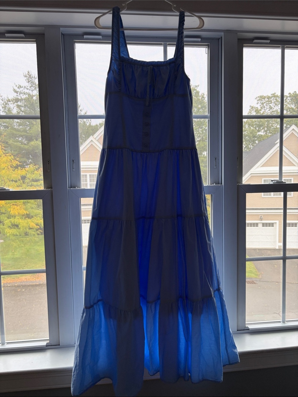 Moon River Blue Tiered Maxi Sundress
